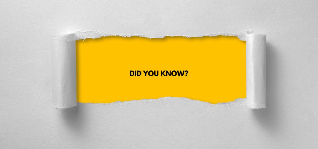 Żółta grafika z napisem „Did you know?” między rolkami papieru